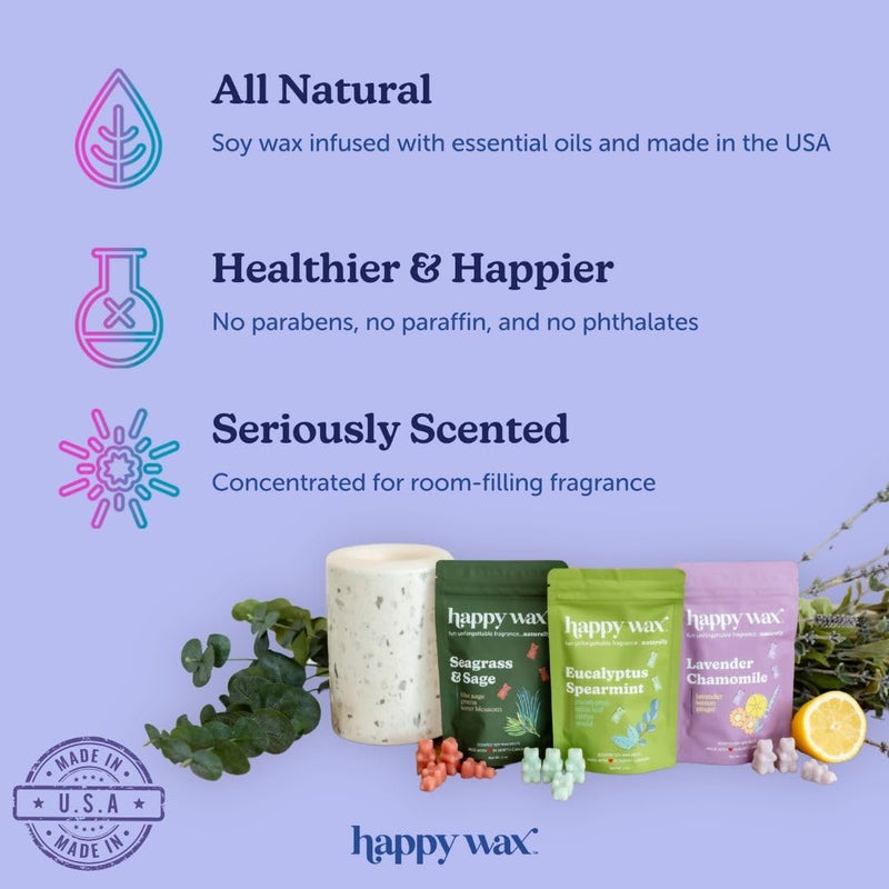 هابي واكس مجموعة Happy Wax Citrus Mix Collection ذوبان شمع الصويا الطبيعي المعطر - إجمالي 6 أوقية. مجموعة ذوبان الشمع المعطر تتضمن الماندرين الأحمر والجريب فروت والمانجوستين والليمون فيربينا - Image 3